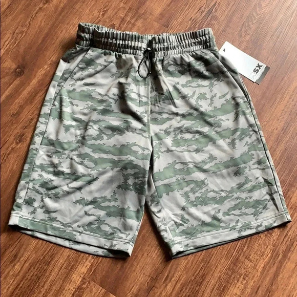 Michael Strahan Green Camo Board Shorts 10” Elastic Waistband Size Small New - Picture 1 of 9